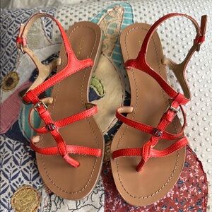 Tommy Hilfiger Orange Strappy Leather Sandals